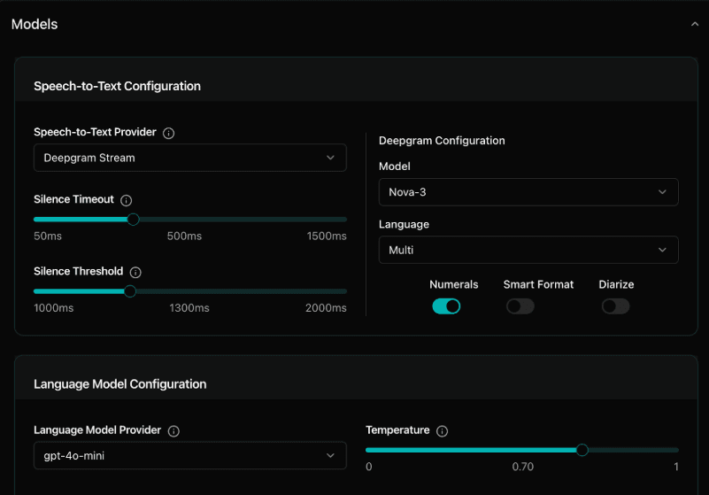 Speech-to-text configuration