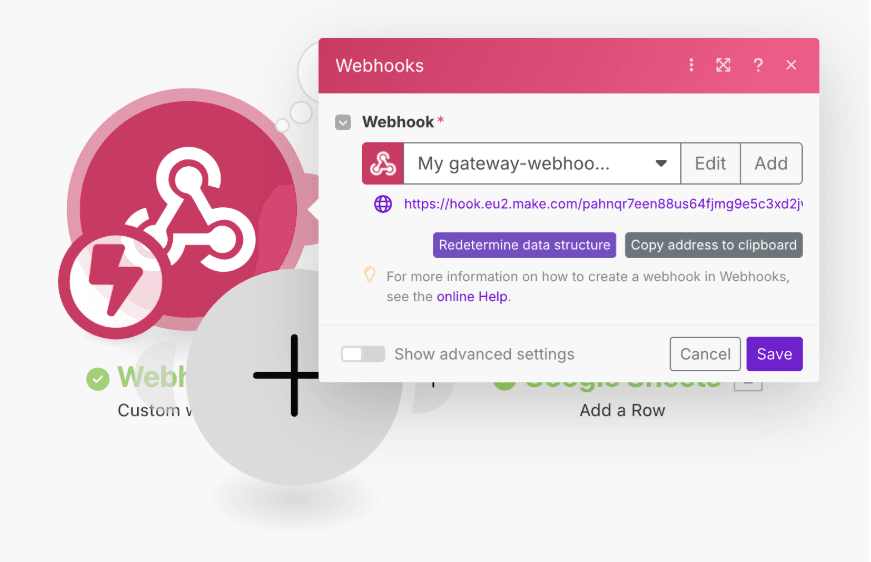 Make.com webhook configuration