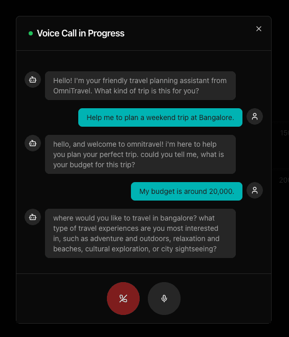 Web call testing interface