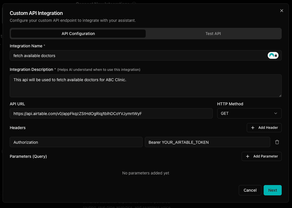 Airtable API example