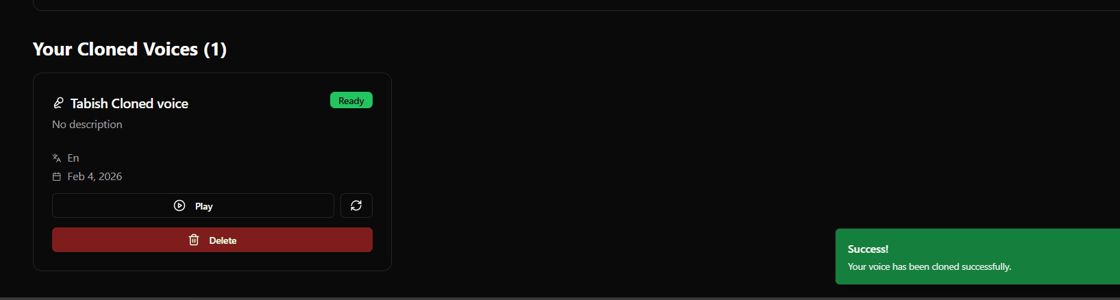 Cloned voice created confirmation